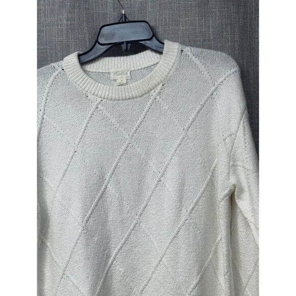 Caslon Diamond Cable Knit Sweater In Ivory Cloud, Sz. M - Picture 4 of 9